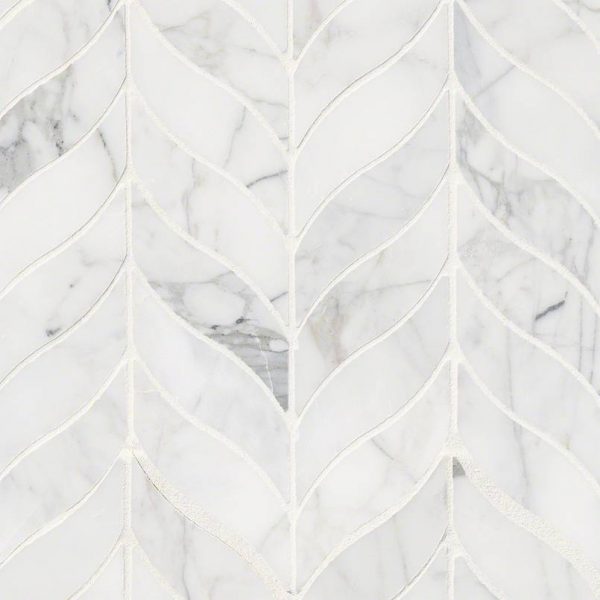 Calacatta Cressa Leaf Pattern Honed Backsplash Tile