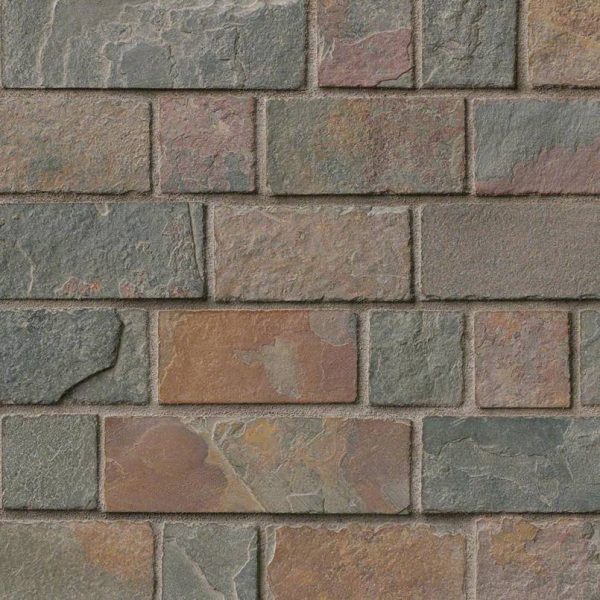 California Gold Tumbled Brick Pattern Mesh Backsplash Tile