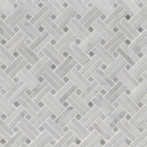 Carrara White Basketweave Pattern Polished Tile