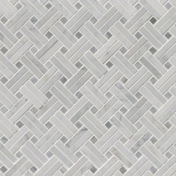 Carrara White Basketweave Pattern Polished Tile