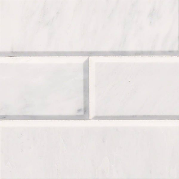 Carrara White Subway Tile Polished Beveled 4x12