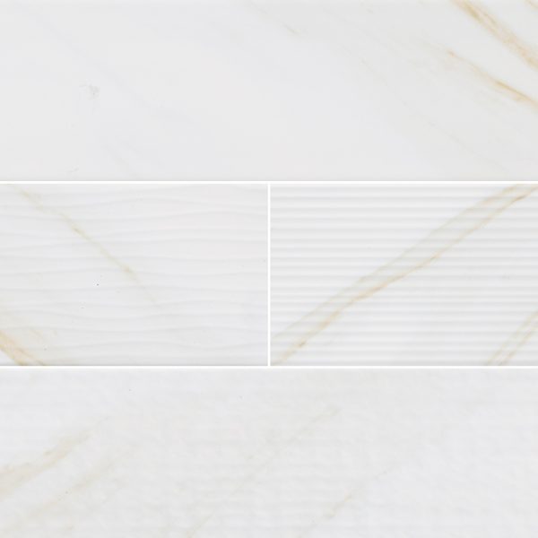 Classique White Calacatta Subway Tile Glossy 4X16 Mix