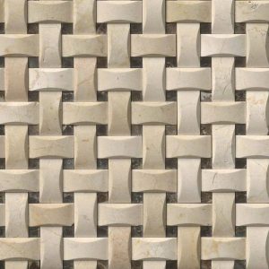 Crema Basketweave Arched Pattern Polished Tile