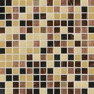 Desert Sunset Opaque/Iridescent Glass 3/4x3/4x4MM in 12x12 Mesh Glass Backsplash Tile