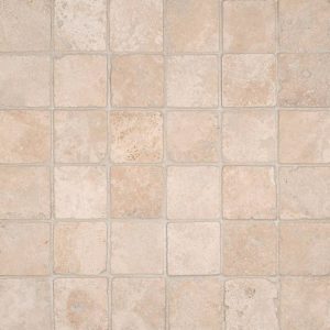 Durango Cream 2x2 Tumbled in 12x12 Mesh