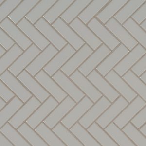 Gray Glossy Herringbone Mosaic