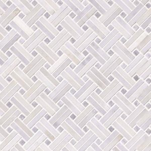 Greecian White Basketweave Pattern-2 Polished Tile