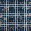 Iridescent Blue Blend Glass Brick Pattern Pool Tile