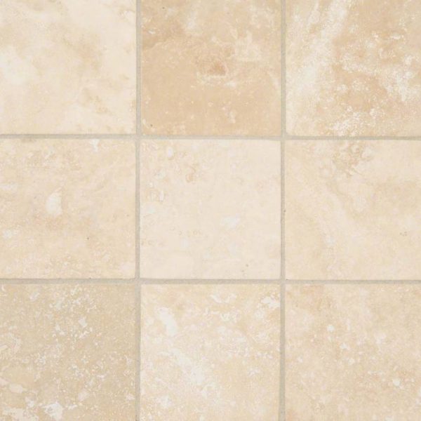 Ivory Travertine 4x4 Honed and Beveled Tile