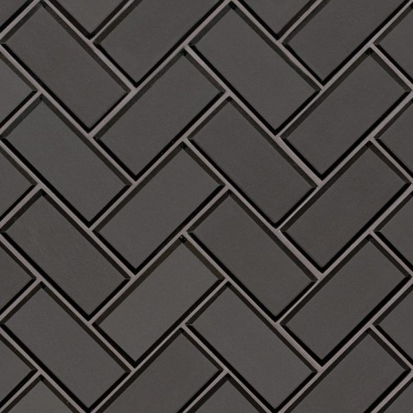 Metallic Gray Herringbone 8mm Glass Backsplash Tile